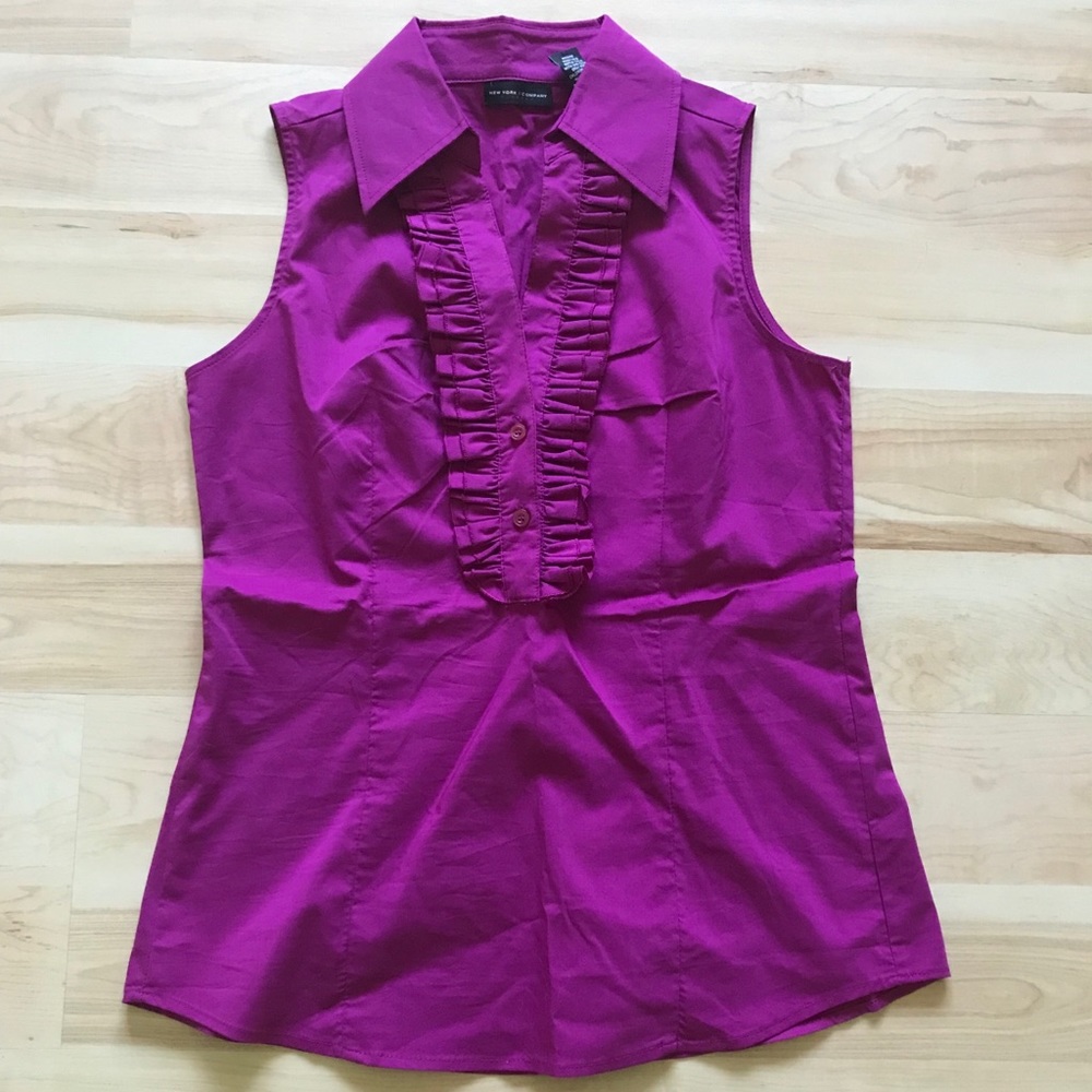 Fuchsia/Pink sleeveless stretch dress shirt XS